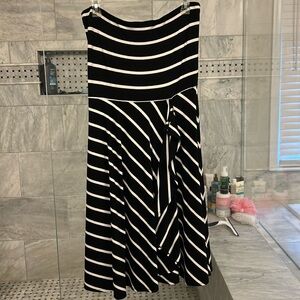 Classic black n whitete strapless summer dress Ann Taylor